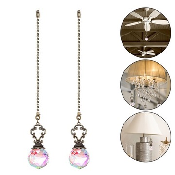 Вентилятор Подвесной светильник Цепочка Хрустальный шар-призма 2 шт.