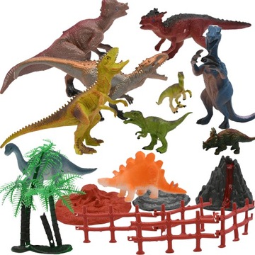 Zestaw dinozaurów mega paczka + akcesoria figurki
