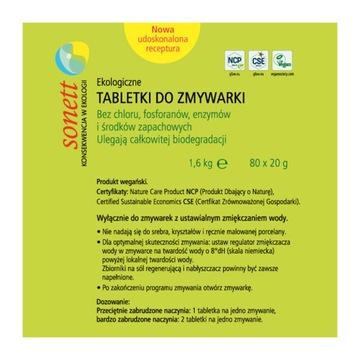 SONETT EKOLOGICZNE TABLETKI DO ZMYWARKI