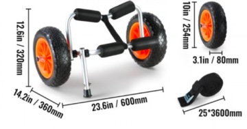 Тележка для каяка с подставкой для ног, губкой и ремнем, складная, переносная каяк, 115 кг