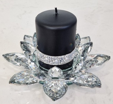 ГЛАМУРНАЯ ЛАМПА ПОДСВЕЧНИК ХРУСТАЛЬ ЛОТОС L СЕРЕБРЯНЫЙ JZ22752D