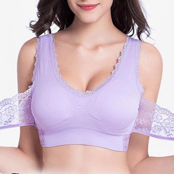 Спортивный бюстгальтер с перекрестной пряжкой и кружевом спереди Tlopa