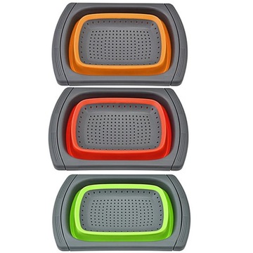 Большой силиконовый дуршлаг, складной дуршлаг, сито, выдвижная ручка