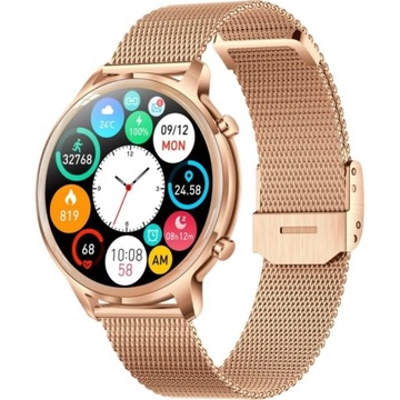 Smartwatch zegarek MANTA Kelly złoty monitorowanie snu wodoodporność IP67