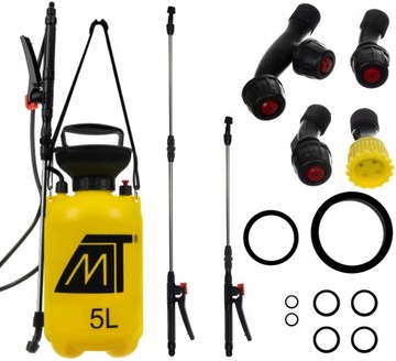 Опрыскиватель высокого давления, 5 л, садовый, ручной, 4 насадки, длинное копье, 70 см