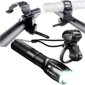 LATARKA ROWEROWA NA ROWER LED CREE Z UCHWYTEM MOCNO DŁUGO ŚWIECI AKUMULATOR