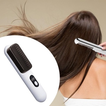 Беспроводная щетка для выпрямления волос Три режима температуры Белые волосы