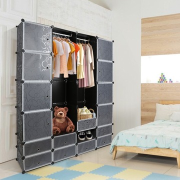 SZAFA DO SYPIALNI DUŻA SZAFA MODUŁOWA PLASTIKOWA 16 KOSTEK 145X37X180CM