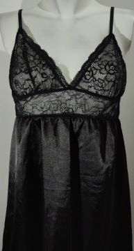 черная атласная ночная рубашка PIERRE CARDIN L