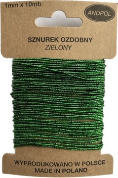 Sznurek ozdobny metalizowany zielony 10mb
