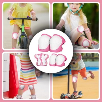 OCHRANIACZE NA KOLANA ŁOKCIE ROLKI ROWER ZESTAW DLA DZIECI RÓŻOWY ROZ. M