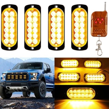 4x LAMPY OSTRZEGAWCZE STROBOSKOP POMOC LAWETA 12 LED 12V 24V