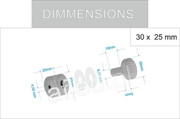 Монтажное расстояние 30x25 INOX STEEL, распорки для вывесок