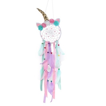 s-DREAMCATCHER ŁAPACZ SNÓW LED WISZĄCE PIÓRA 74CM