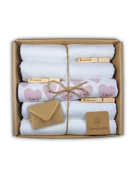 Pieluchy tetrowe flanelowe DeLux Kamyczek Baby Shower na prezent z kopertą