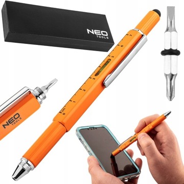 NEO DŁUGOPIS gadżet RYSIK POZIOMNICA ETUI 5w1