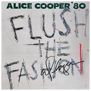 ALICE COOPER Flush The Fashion LP AUTOGRAF