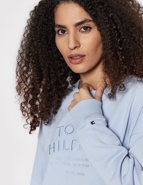 Bluza Damska Oversize Tommy Hilfiger Błękitna z Haftem r.L