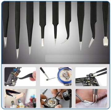 Прецизионные пинцеты Набор универсальных прецизионных пинцетов Пинцеты, 9 шт. в футляре