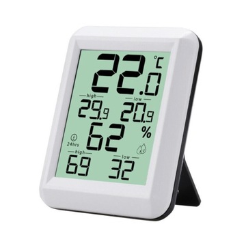 TERMOMETR HIGROMETR STACJA POGODY LCD WNĘTRZ BIAŁY