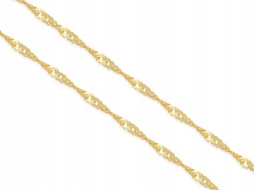 Złoty łańcuszek 585 SINGAPUR 45cm o SILNYM SPLOCIE klasyczny Komunia Św