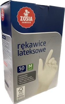 ZOSIA SAMOSIA Rękawiczki lateksowe bezpudrowe jednorazowe M 50 sztuk białe