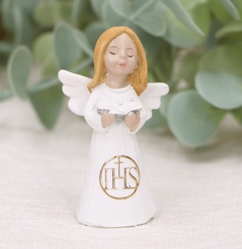 Aniołek figurka biały chrzest komunia mix IHS 6cm