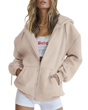 Damska Bluzy z Kapturem Oversized Bluzy Zip Y2K