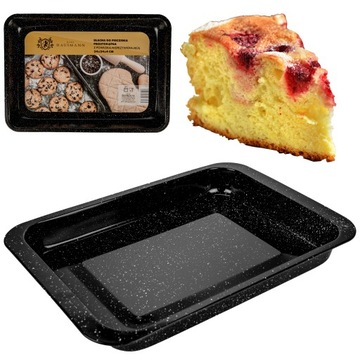 BLACHA DO PIECZENIA PROSTOKĄTNA DO CIASTA DUŻA CZARNA Z POWŁOKĄ NON-STICK