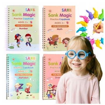 KSIĄŻECZKI DO NAUKI PISANIA LICZENIA RYSOWANIA DLA DZIECI MAGICZNE 4szt