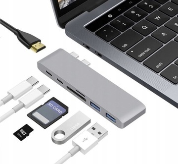 Адаптер HUB 7in1 USB-C HDMI 4K SD Macbook Pro / Air