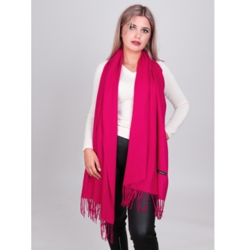 Duży gładki damski szal fuksja