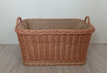 Duży kosz Wiklinowy Na Drewno Kominkowy Naturalny