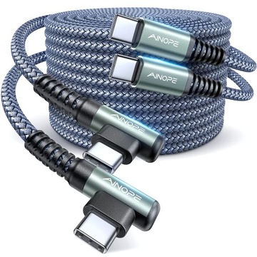 2pak AINOPE Kabel USB C na USB C KĄTOWY 2M W OPLOCIE
