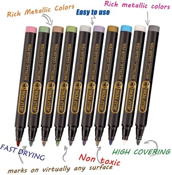 НАБОР маркеров METALLIC MARKERS 10 шт. для школьного офиса + 3 БЕСПЛАТНО