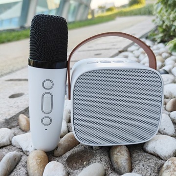 2x МИКРОФОН + БЕСПРОВОДНОЙ СВЕТОДИОДНЫЙ ДИНАМИК ДЛЯ КАРАОКЕ, НАБОР BLUETOOTH, БЕЛЫЙ