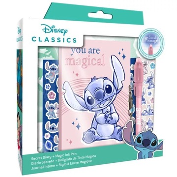 STITCH PAMIĘTNIK NOTES NA KŁÓDKĘ + MAGICZNY DŁUGOPIS + NAKLEJKI DISNEY