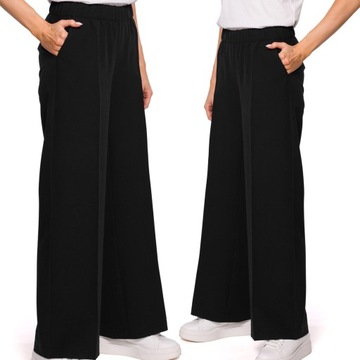 SPODNIE DAMSKIE ELEGANCKIE SZEROKIE W KANT CZARNE 44 XXL