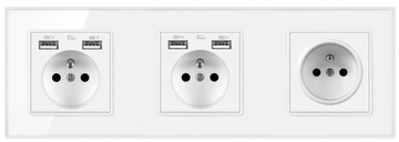 GNIAZDKO USB SZKLANE GNIAZDO POTRÓJNY Z 4 USB 2.1A