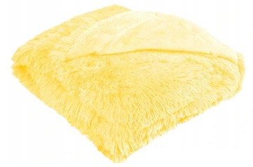 KOC WŁOCHACZ FUTRZAK PLED 220X240 NARZUTA PLUSZ MIŚ POLAR ŻÓŁTY