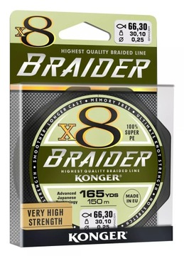 PLECIONKA KONGER X8BRAIDER BLACK 150M 0.14MM