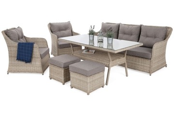 Zestaw mebli ogrodowych technorattanowych Bergamo Beige / Beige Melange