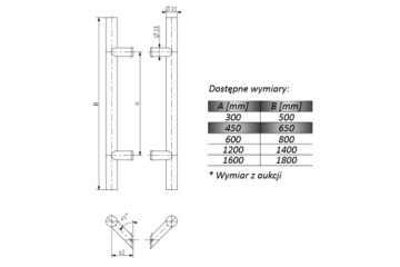 Ручка с ручкой ataba дверь inox круглый 650 мм/45 °