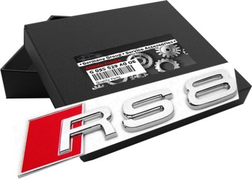 Emblemat logo napis chrom AUDI RS8 JAKOŚĆ OEM* |AS