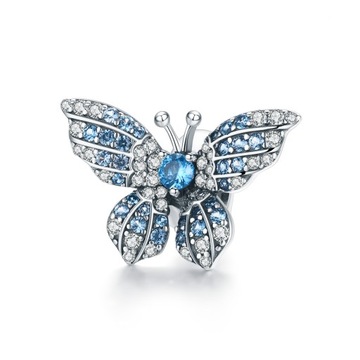 Charms Zawieszka Koralik MOTYL srebro pr.925
