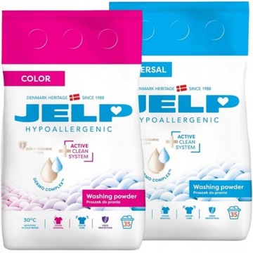 Jelp Hipoalergiczny proszek do koloru i uniwersalny 2x2,1kg 2x35prań zestaw