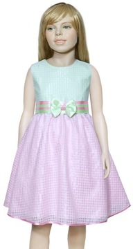 ELEGANCKA SUKIENKA Z BLASKIEM DELIKATNA PASTELOWA UROCZYSTOŚCI r 128 8546