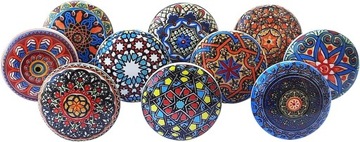 GAŁKI CERAMICZNE WZORKI KOLOROWE 10 SZT SZAFKI SZUFLADY DEKORUJĄCE WZORY