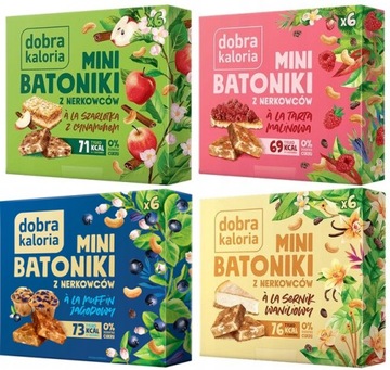 Batony DOBRA KALORIA MINI BATONIKI: TARTA MALINOWA SERNIK SZARLOTKA MUFFIN