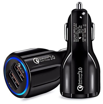 БЫСТРОЕ АВТОМОБИЛЬНОЕ ЗАРЯДНОЕ УСТРОЙСТВО 2xUSB 12/24 В QUALCOMM QC 3.0 Quick Charge 3.0
